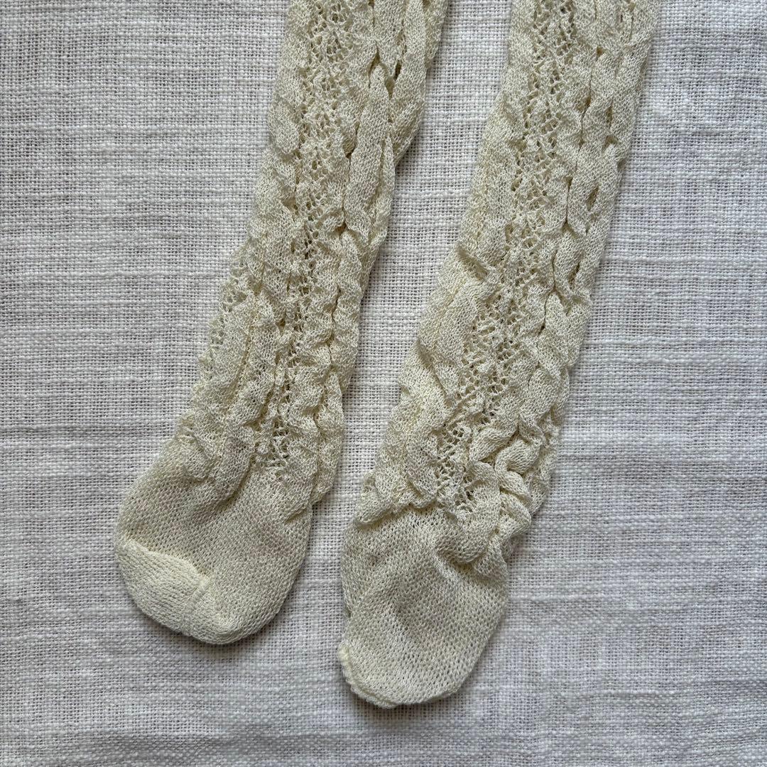 新品未使用【ROKU ロク】レースタイツ　オフホワイト　即完売品