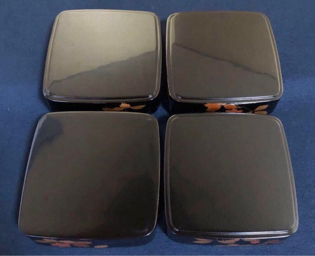 《R》輪島塗 蒔絵付 四段重 重台付【稲忠漆芸堂謹製】共箱251104う3