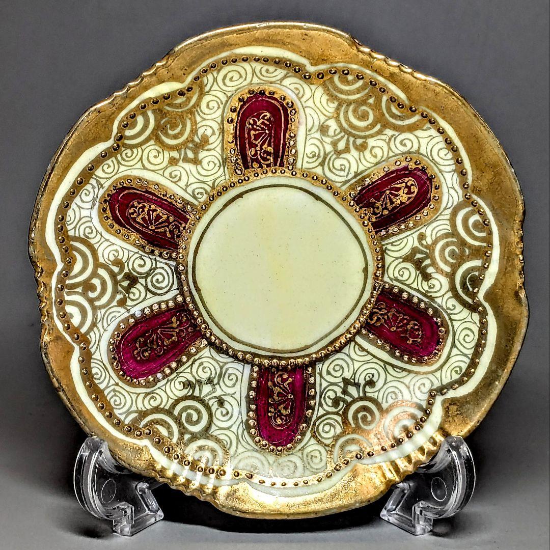 オールドノリタケ アールヌーボー様式 メイプルリーフ印 金盛上