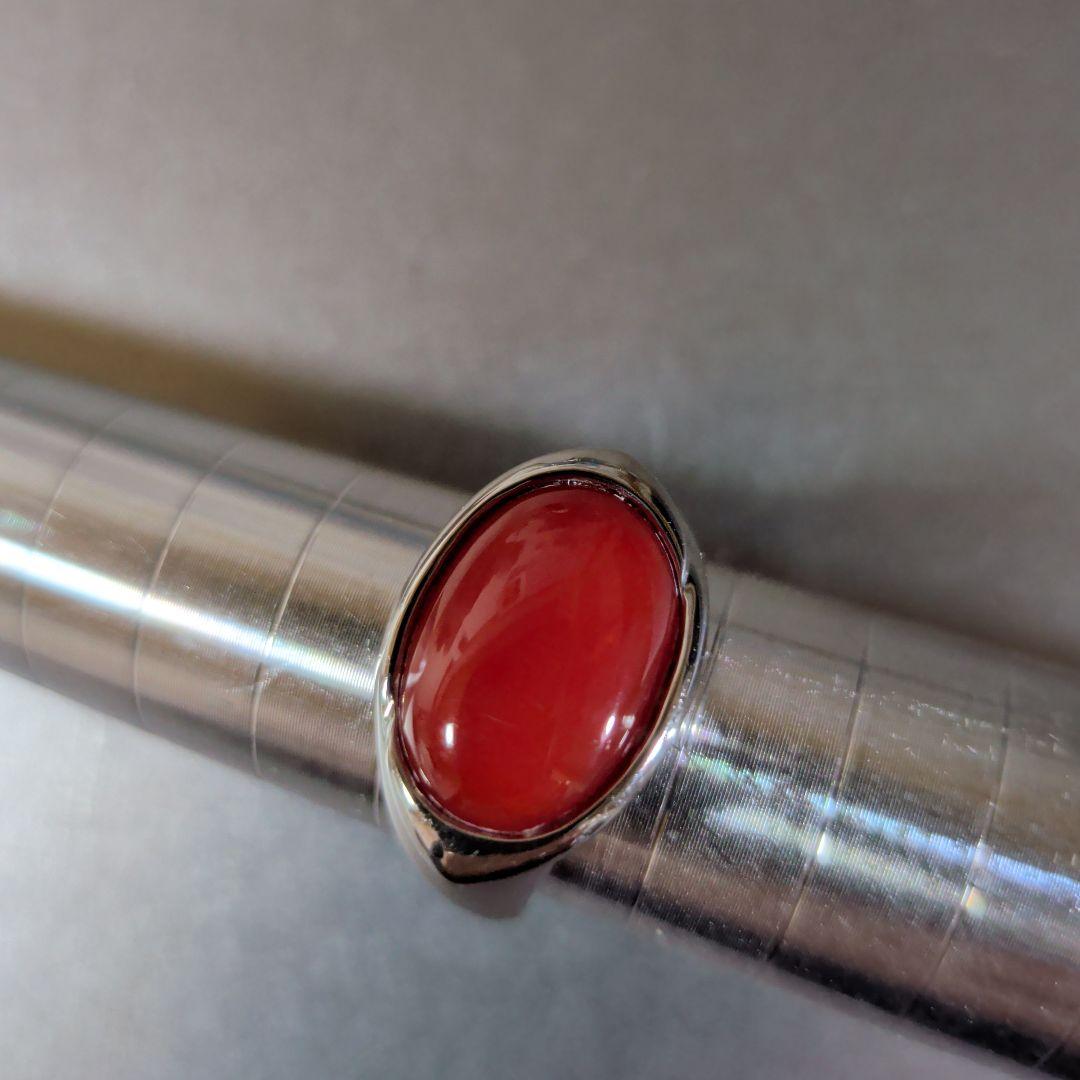 リング　Pt900　珊瑚　カボション　10.37g