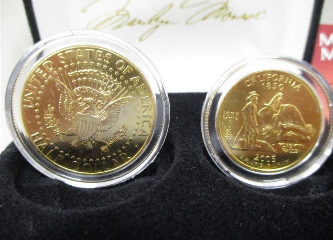 送料無料◆マリリン・モンロー★2セットメダル◆エナメル加工24金■ケース付 マリリン・モンロー記念メダル20コインセット