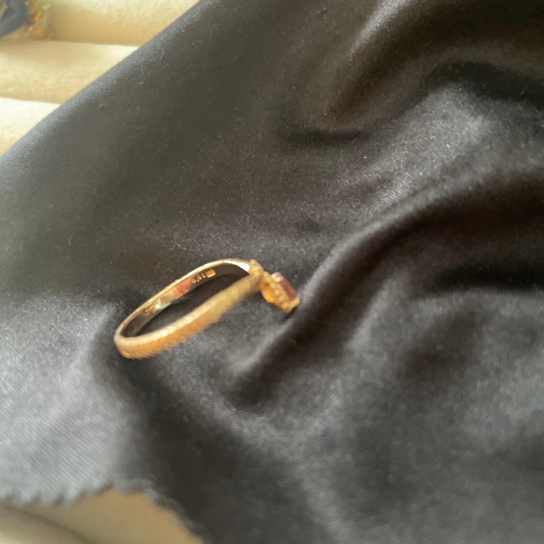 ゴールド ピンクストーン リング10金　11号