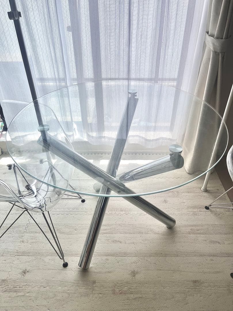 【ゆゆ】 円形 ダイニングテーブル + チェア セット(テーブル)