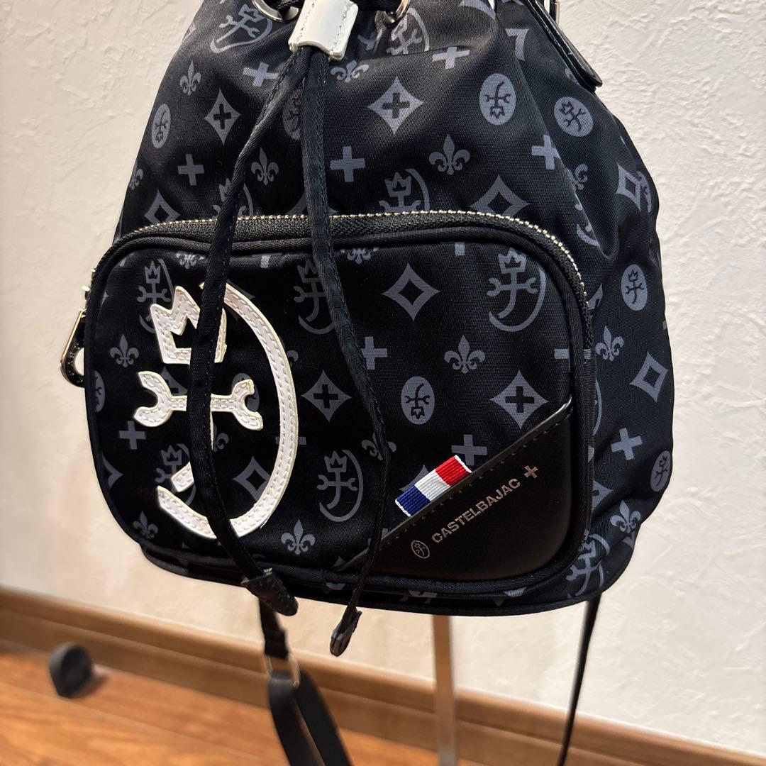 【美品】カステルバジャック 2way ミニ 巾着 ショルダーバッグ 総柄デザイン