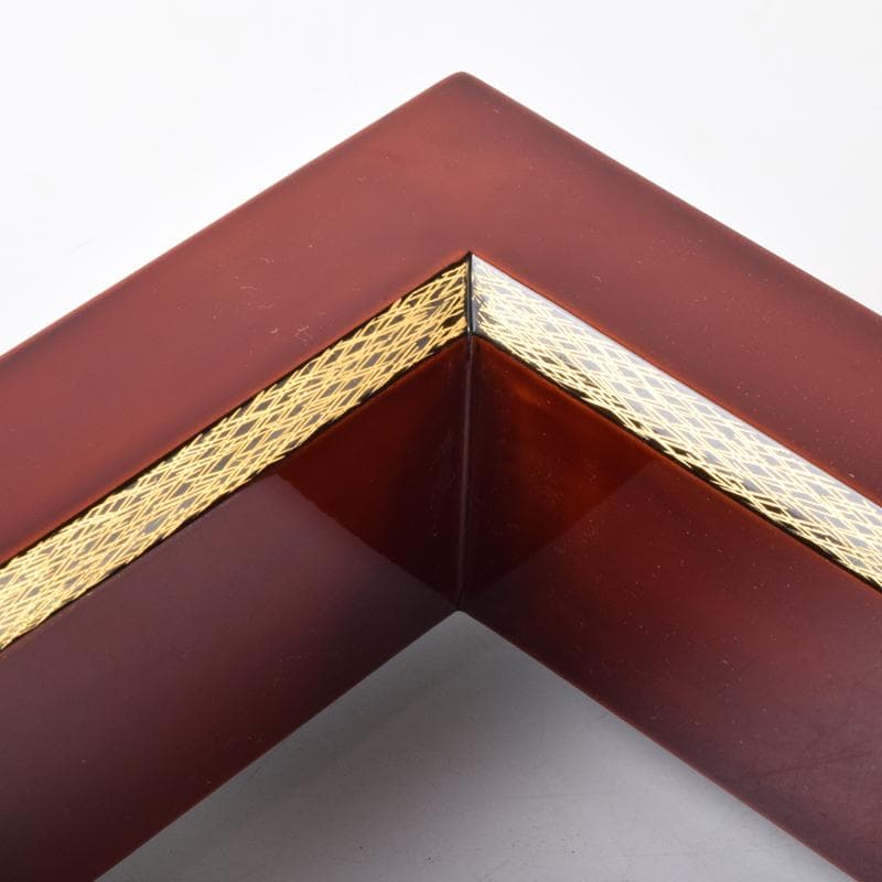 茶道具　輪島塗　塗師　古今青峰作　松葉ちらし　炉縁　共箱　C　7051A