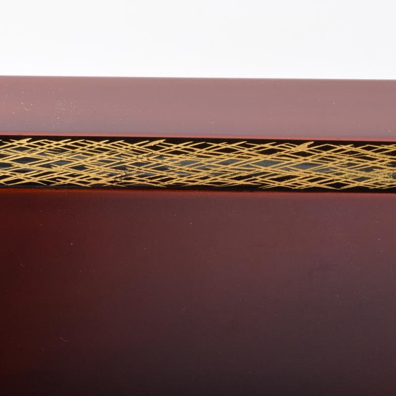 茶道具　輪島塗　塗師　古今青峰作　松葉ちらし　炉縁　共箱　C　7051A