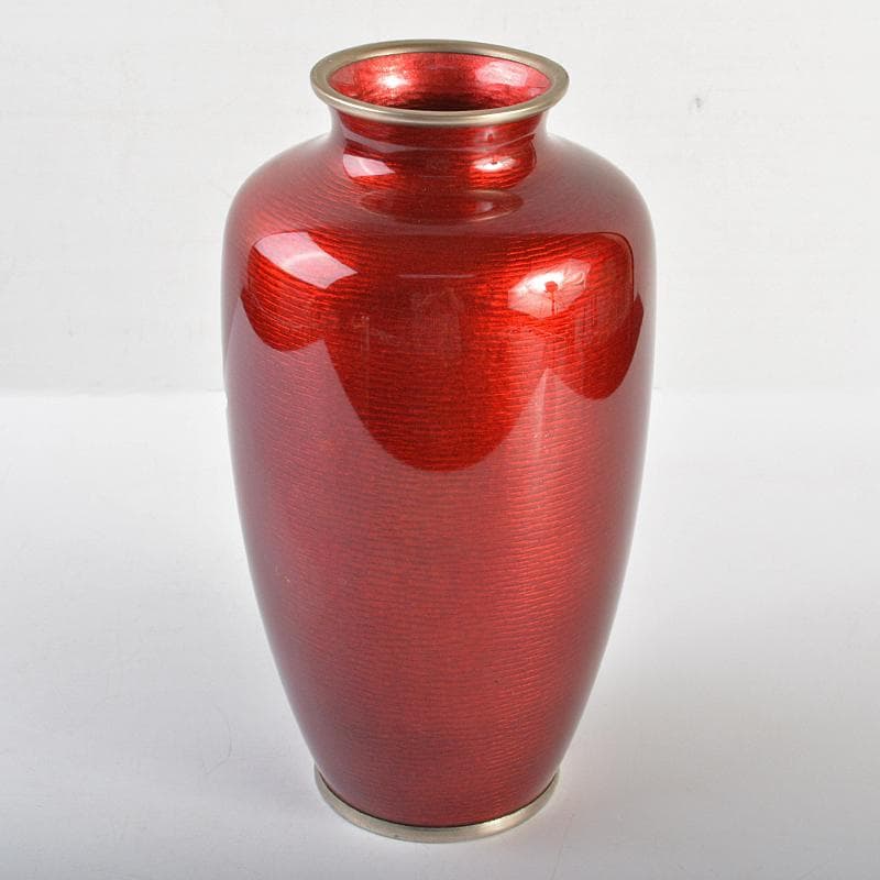 七宝焼　安藤七宝店　透釉　菊文　花瓶　V　R6959