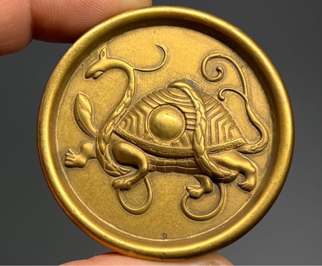 古美術 文鎮 書道具 聖獣 青龍 白虎 朱雀 玄武 厚重 中国 金属工芸 銅