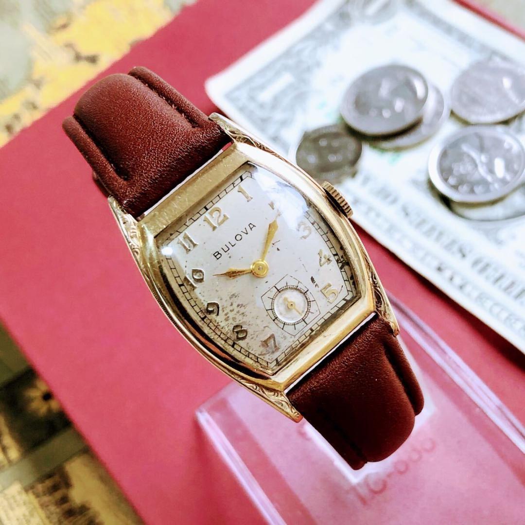 #3800【渋くてお洒落】メンズ 腕時計 ブローバ 動作品 アンティーク 手巻き