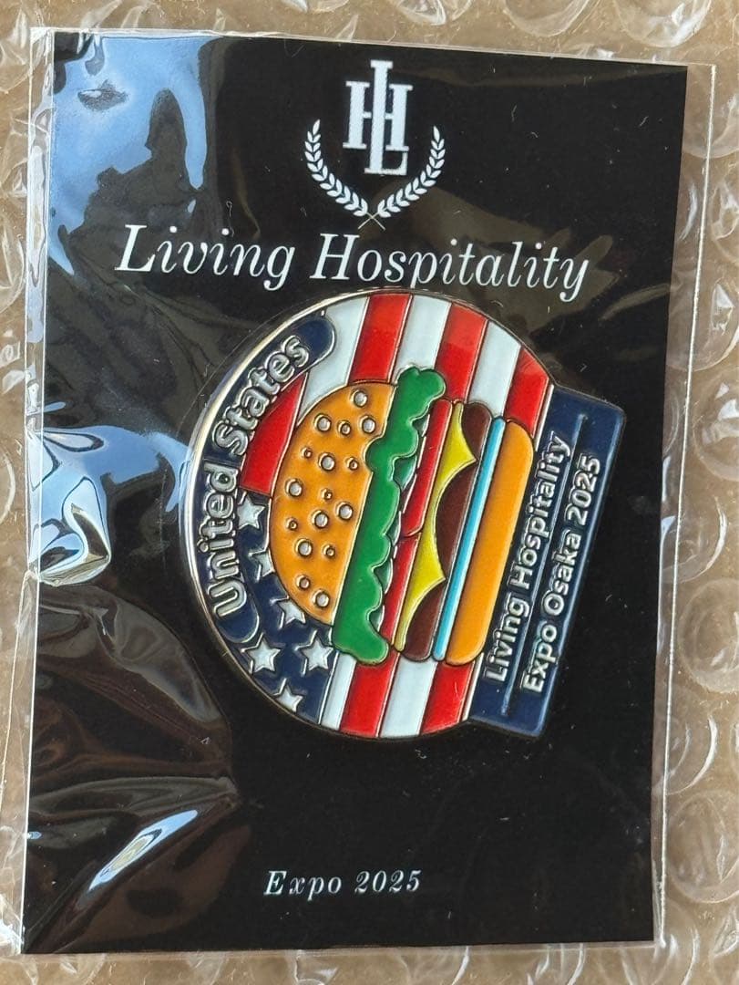 激レア！！　大阪・関西万博　アメリカ館　ハンバーガー　　ピンバッジ　ピンズ