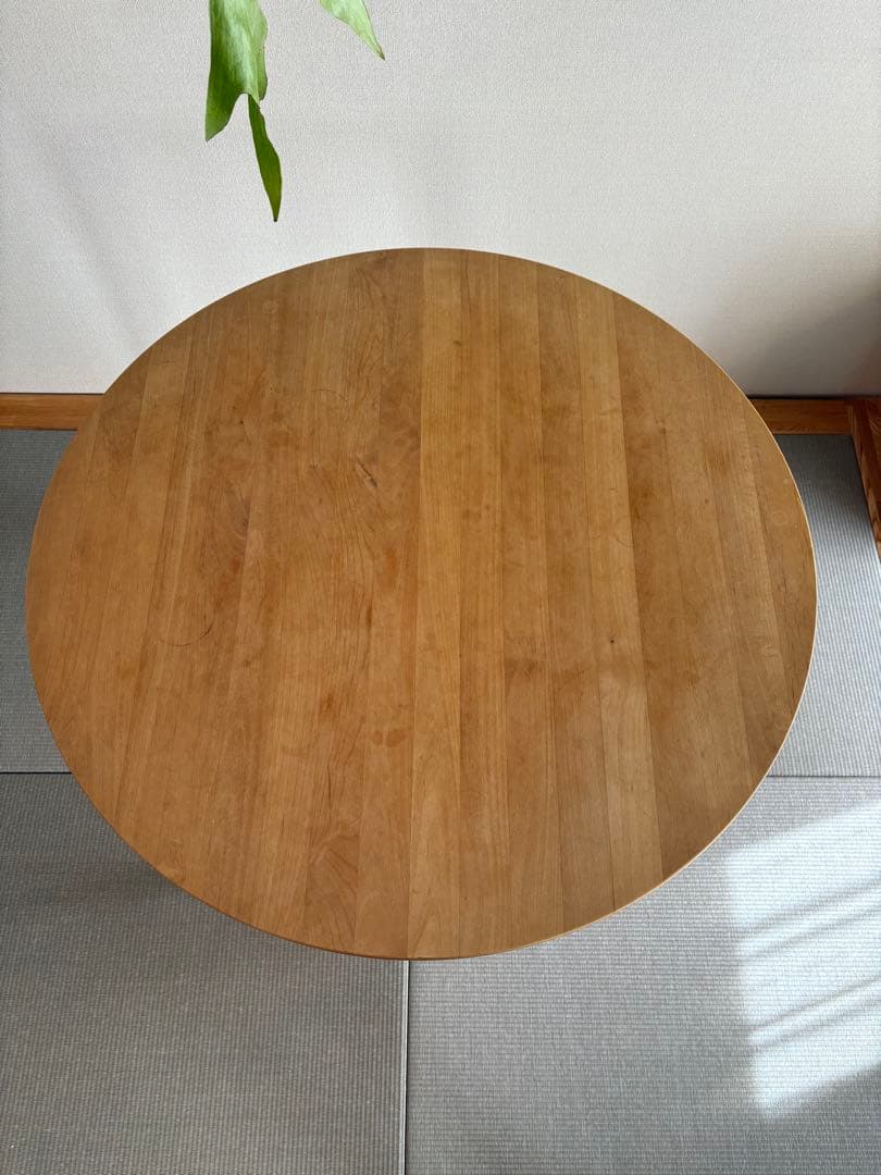 低め　モモナチュラル　アルダー材　VIVO 丸　ダイニングテーブル 90cm