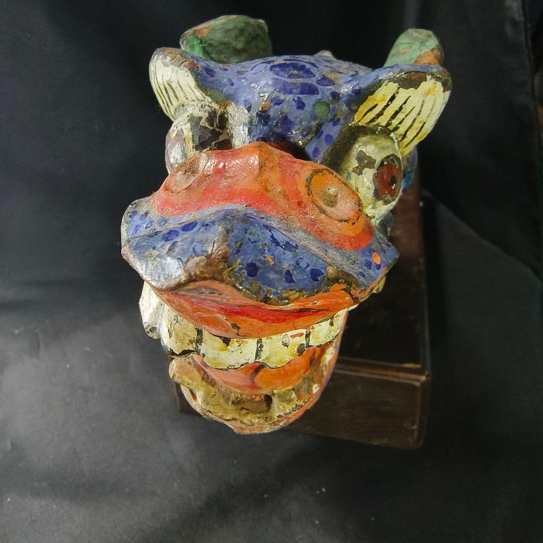 中国骨董 木彫竜頭 明清古建築 木鼻 だんじり 地車 寺流出古