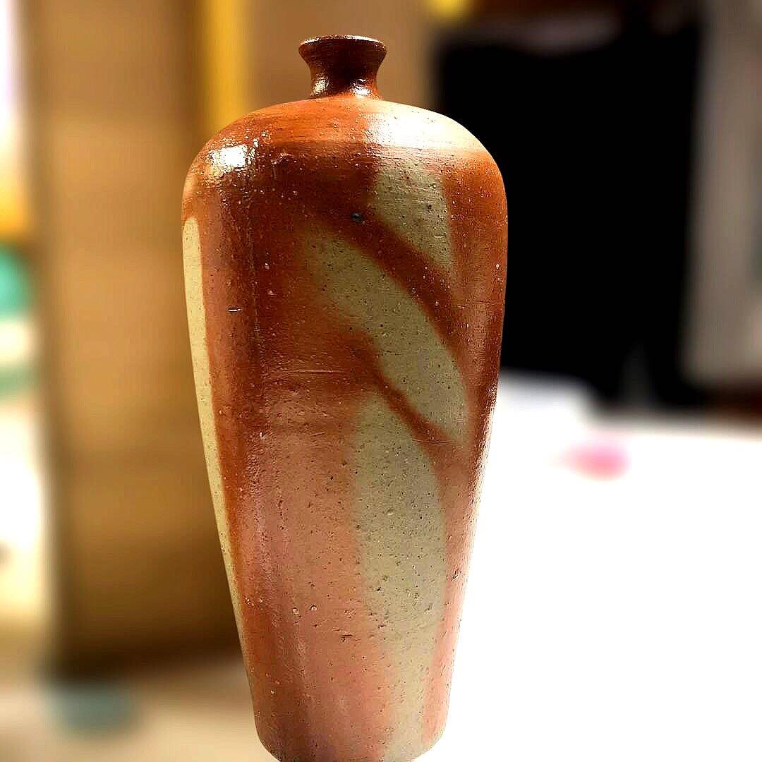 備前焼】山本雄一作 窯変 花入 - 岡山県重要無形文化財保持者