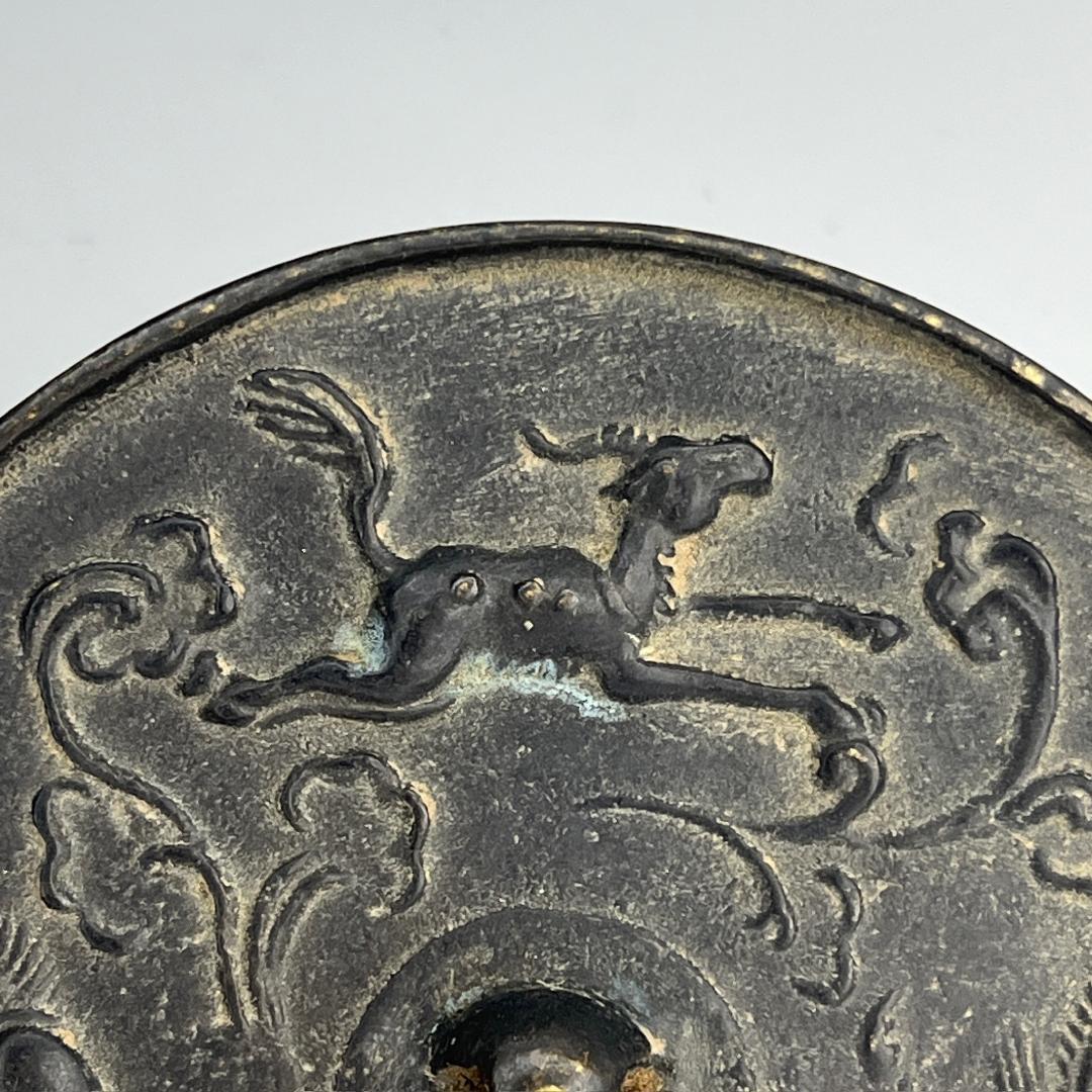 古鏡 青銅鏡 鳳凰龍麒麟鳥 中国古玩 中国美術 唐物 擺件