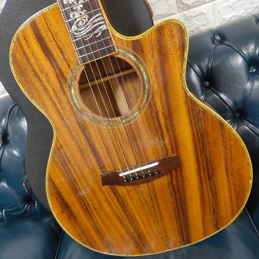 豪華アバロン！オールコア単板 アコースティックギター 龍インレイ