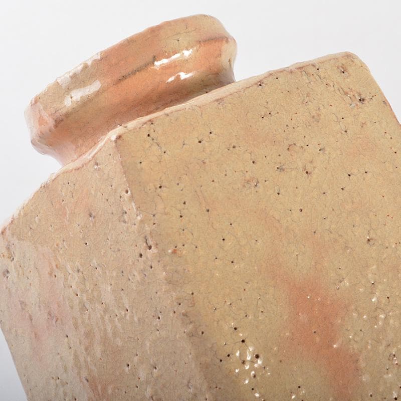 萩焼 十三代 田原陶兵衛作 菱花入 共布 共箱 V