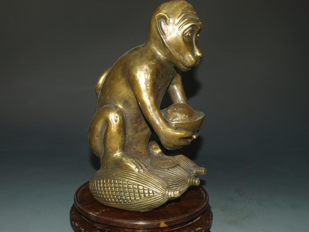 旧家整理品 中国清時代 銅製猿像※激安骨董品 N1133 C11-3