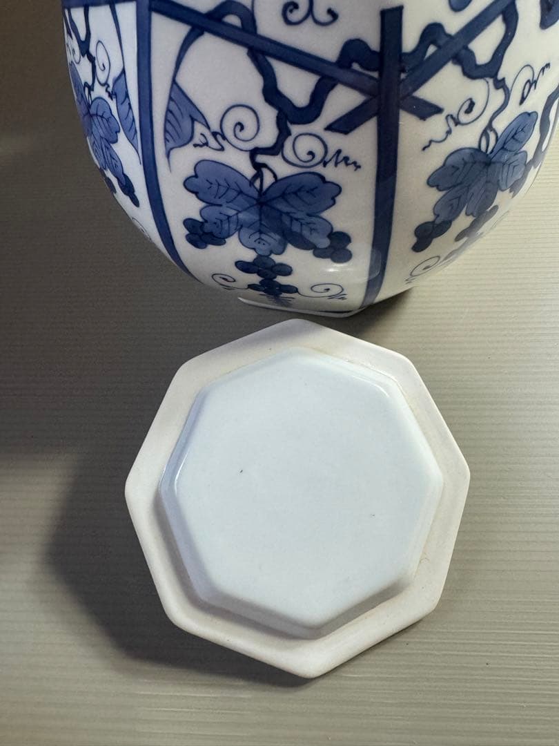 1552 平安景雲 染付葡萄棚文 水指 共箱