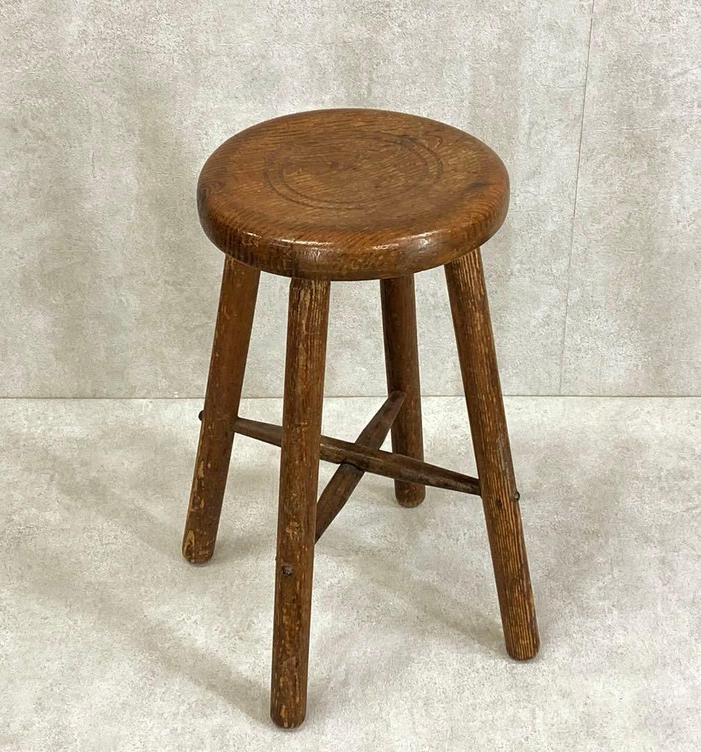 丸椅子 スツール 木製 古家具 丸イス 昭和レトロ インテリア アンティーク