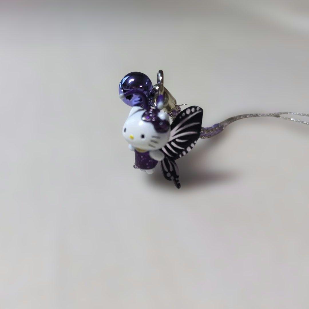 ご当地キティ 根付けストラップ 蝶 バタフライ 紫