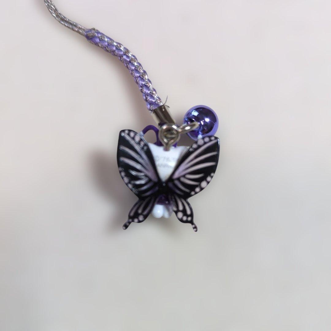 ご当地キティ 根付けストラップ 蝶 バタフライ 紫