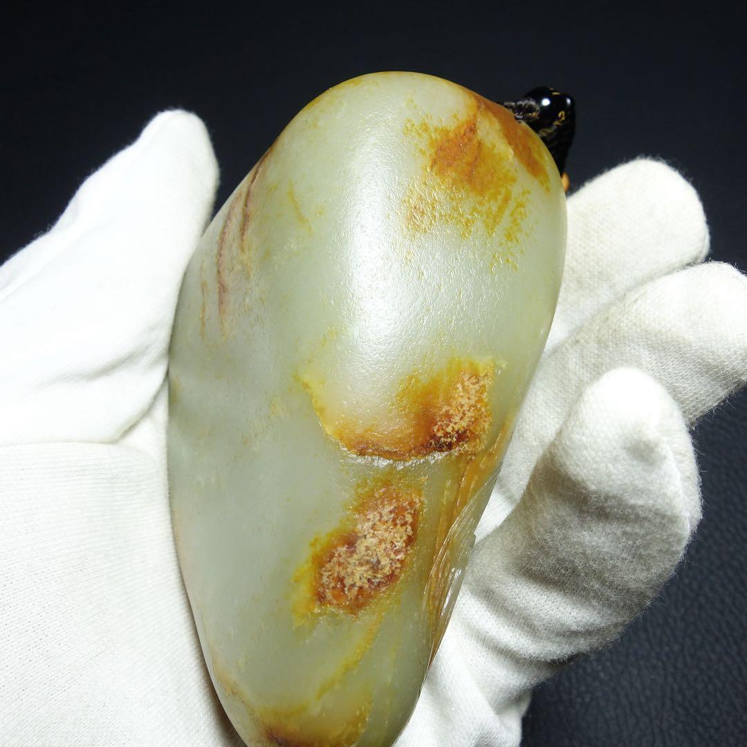 漢時代 和田玉製 393g 瑞獣紋彫り件 時代物 中国古美術 旧家