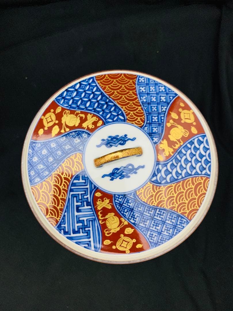 曽根幸風造 染付祥瑞金襴手水指 平安 京焼 栞黄