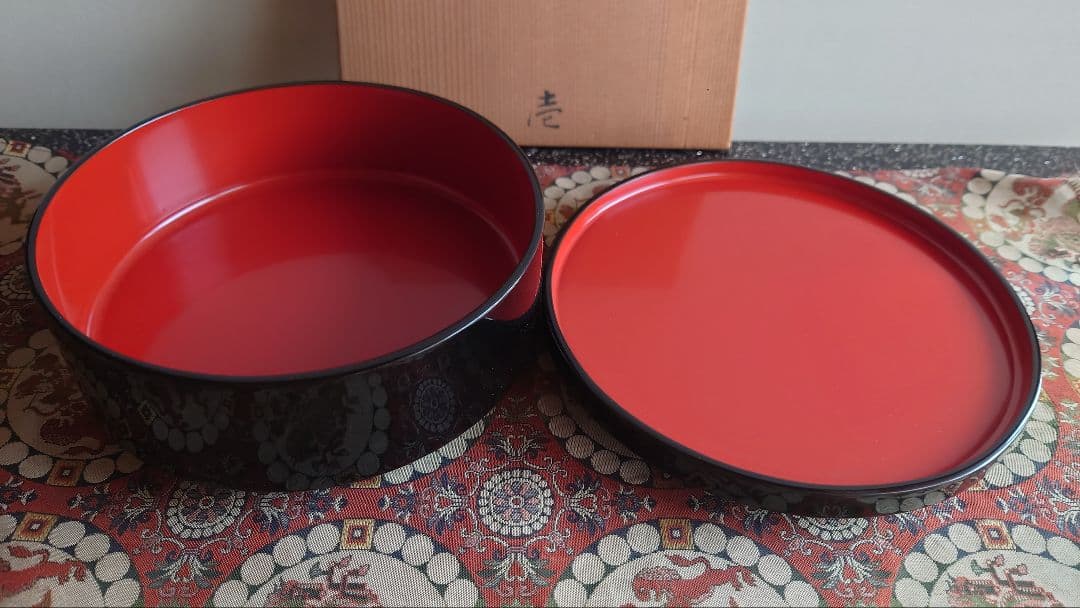 輪島塗黒塗菓子器