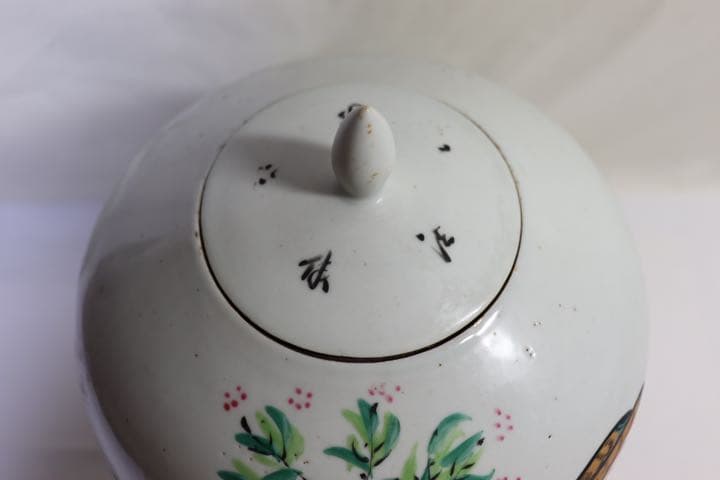 中国　民国期　浅絳彩花瓶　李琼昌作　送料込み1222