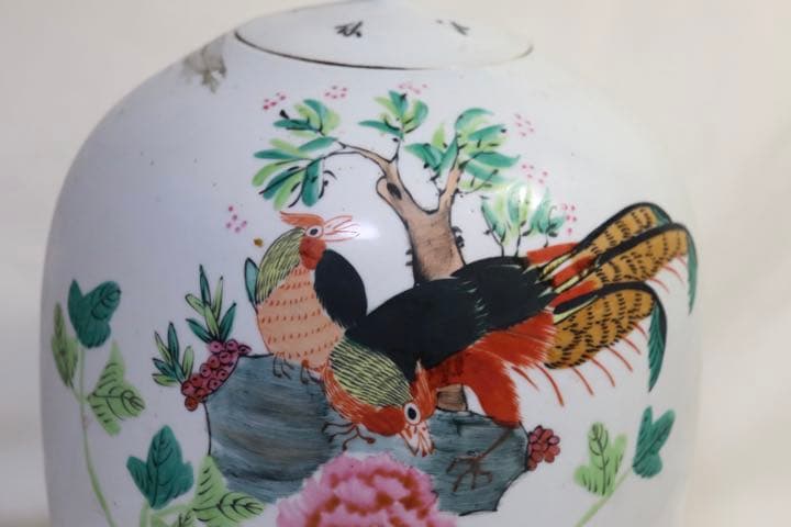中国　民国期　浅絳彩花瓶　李琼昌作　送料込み1222