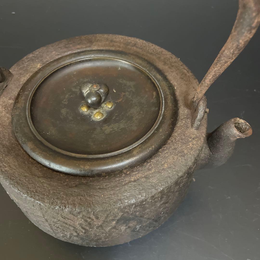 時代物 鉄瓶 大国 安之助 龍文堂銅蓋