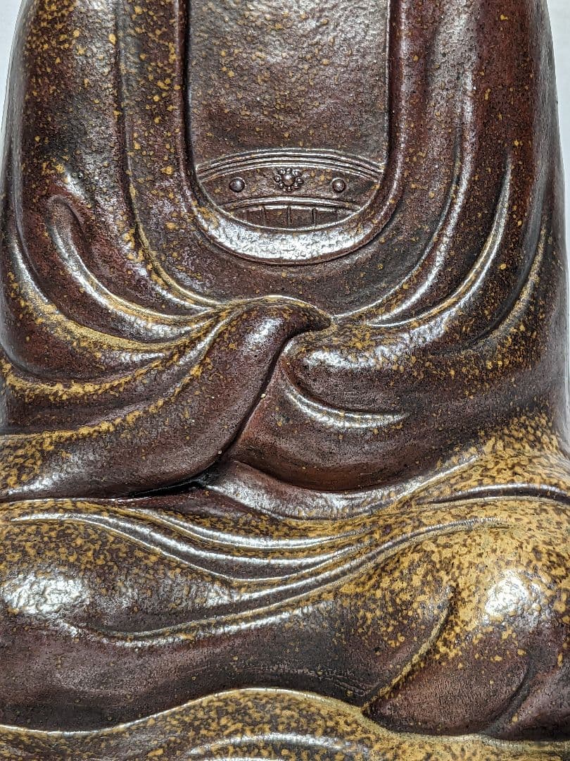 備前焼 観音菩薩座像 仏像 置物 仏教 陶像 インテリア 細工物 久本浩一？