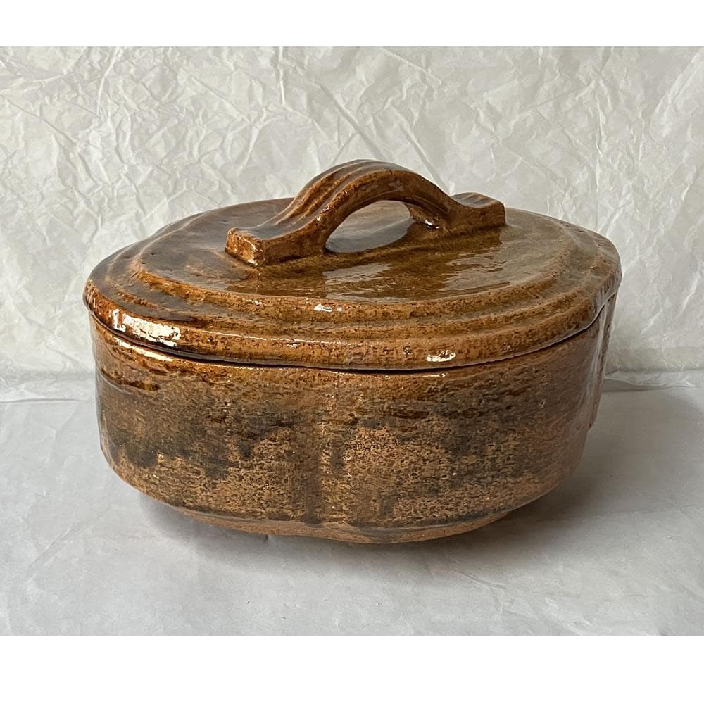 F1407 大樋焼 喰篭 大樋一楽 共箱 蓋物 菓子器 喰籠 茶道具