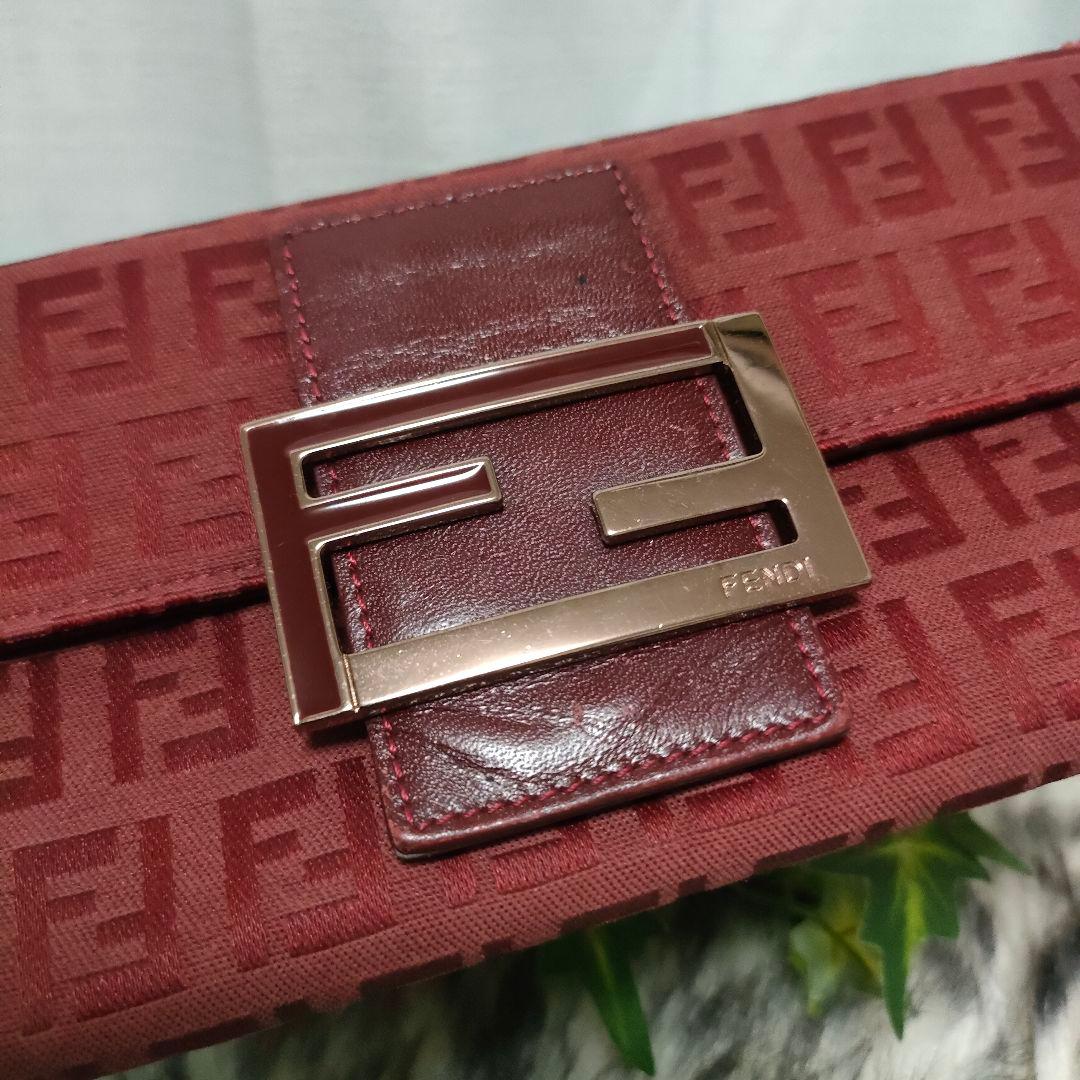 FENDI 長財布 ズッカ レッド フェンディ 財布 ズッキーノ FF ボルドー