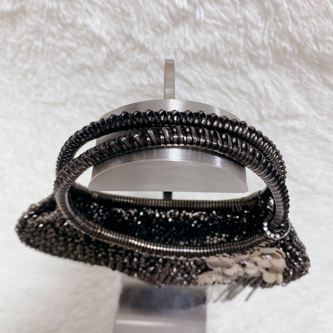 《希少》アンテプリマ ワイヤーバッグ メタリックブラック フラワーモチーフ