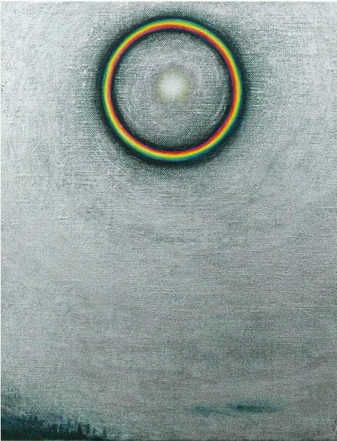 油絵 菅家令子 絵 絵画インテリア額付(青緑＋金色の枠)F3-S102023祈り