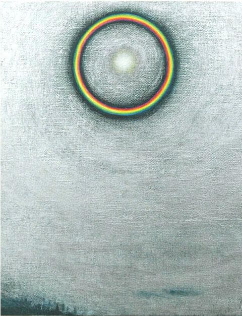 油絵 菅家令子 絵 絵画インテリア額付(青緑＋金色の枠)F3-S102023祈り