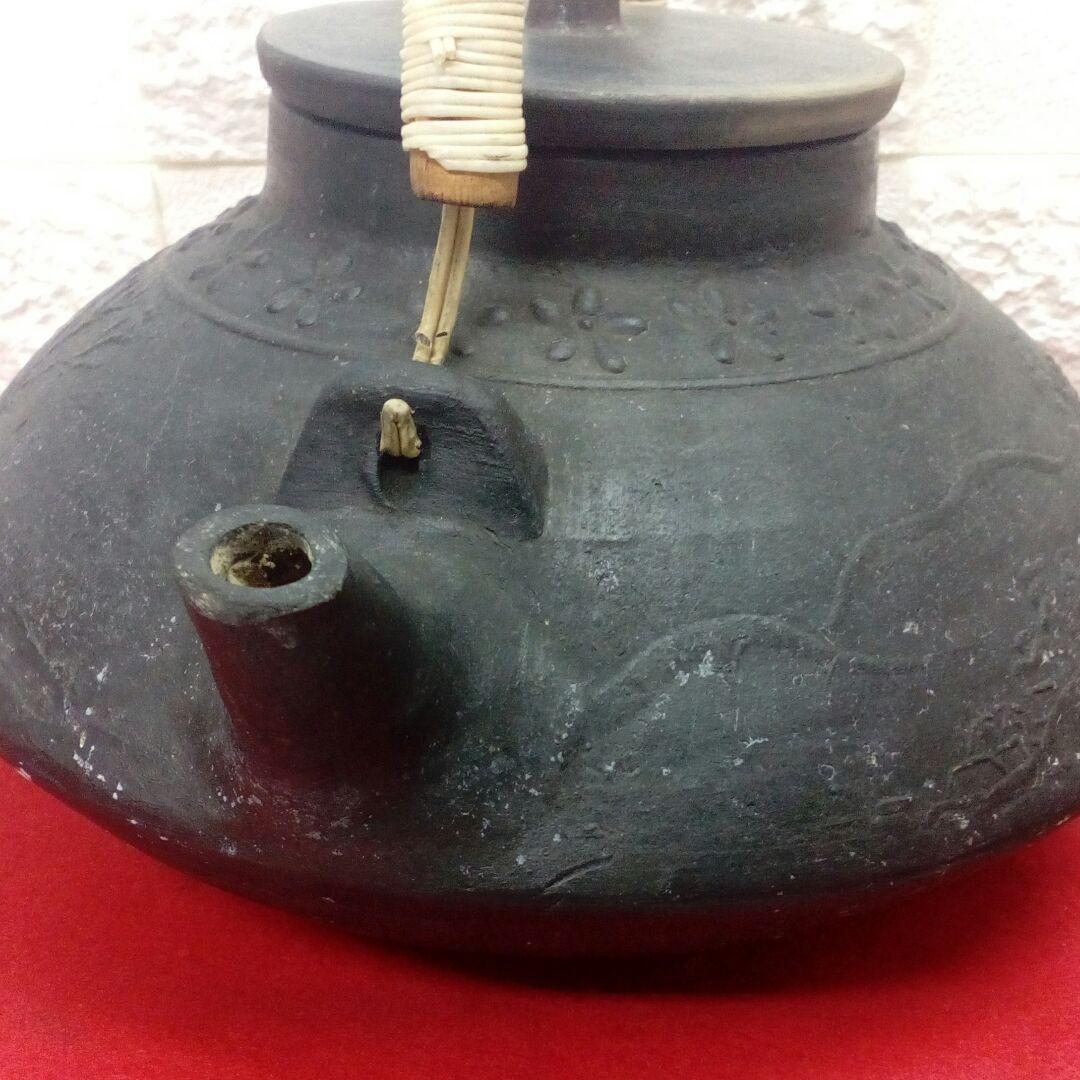 明治時代頃茶道具大型サイズ帆掛舟家屋造形美図柄時代土瓶当時