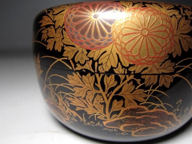 千家十職 塗師 中村宗哲 春草絵平棗 裏千家十四代 淡々斎花押 m172