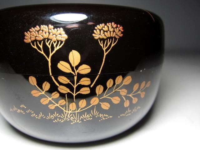 千家十職 塗師 中村宗哲 春草絵平棗 裏千家十四代 淡々斎花押 m172