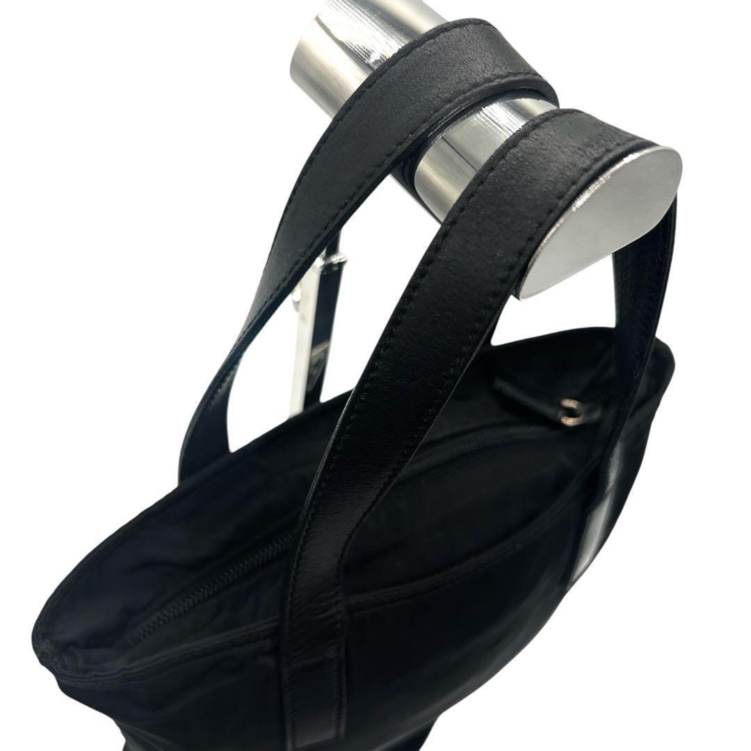 美品 1683 PRADA ハンドバッグ ナイロン 三角プレート ブラック