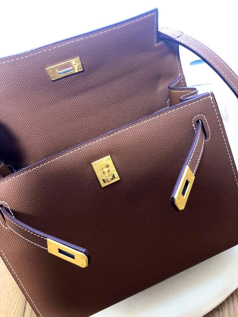 極美品★本革カデナ 2way ハンドバッグ キヤメル