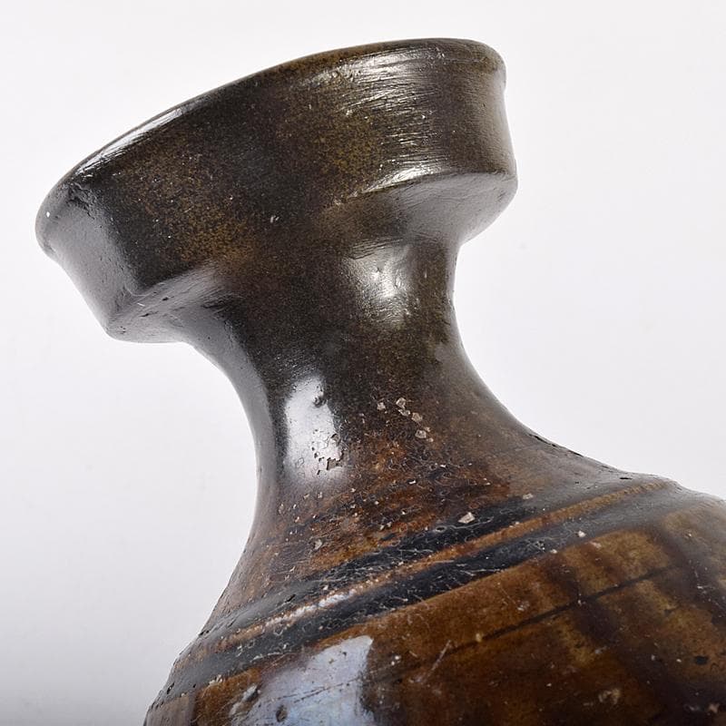 朝鮮美術 李朝 飴釉 碗口瓶 V R8031B