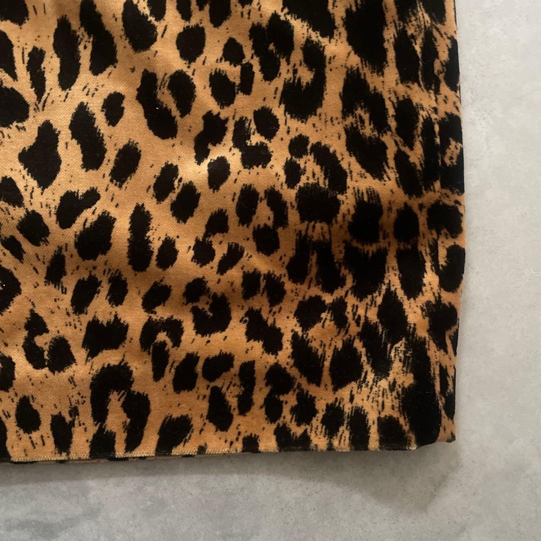 USA製 ヴィンテージ レオパード 柄 スカート ビンテージ ベロア 豹 ヒョウ
