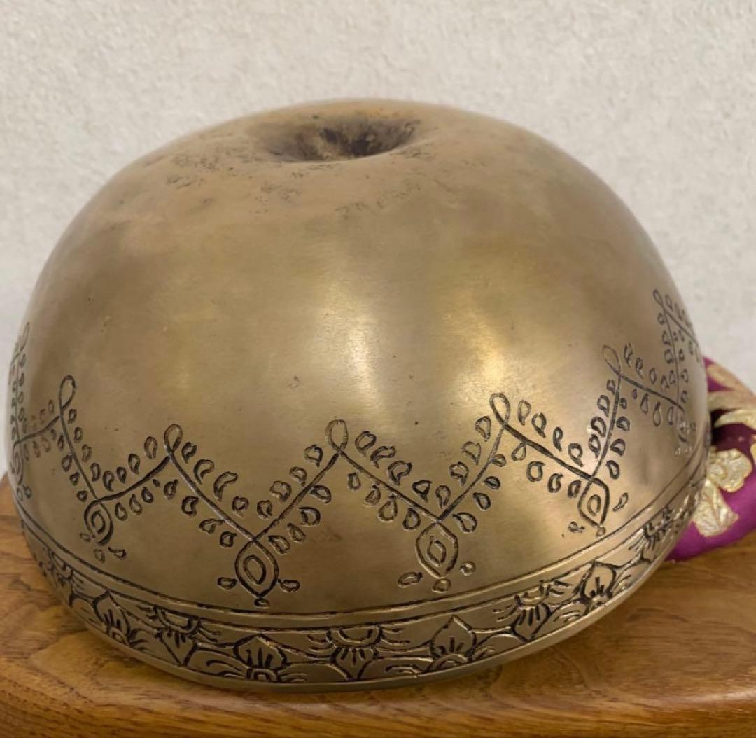 シンギングボウルカービング22cmリンガムボウルリング付き