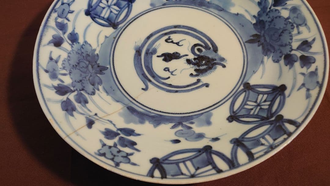 古伊万里　伊万里　李朝　染付　古染付　龍の図　渦福　江戸期　蔵出し　１客