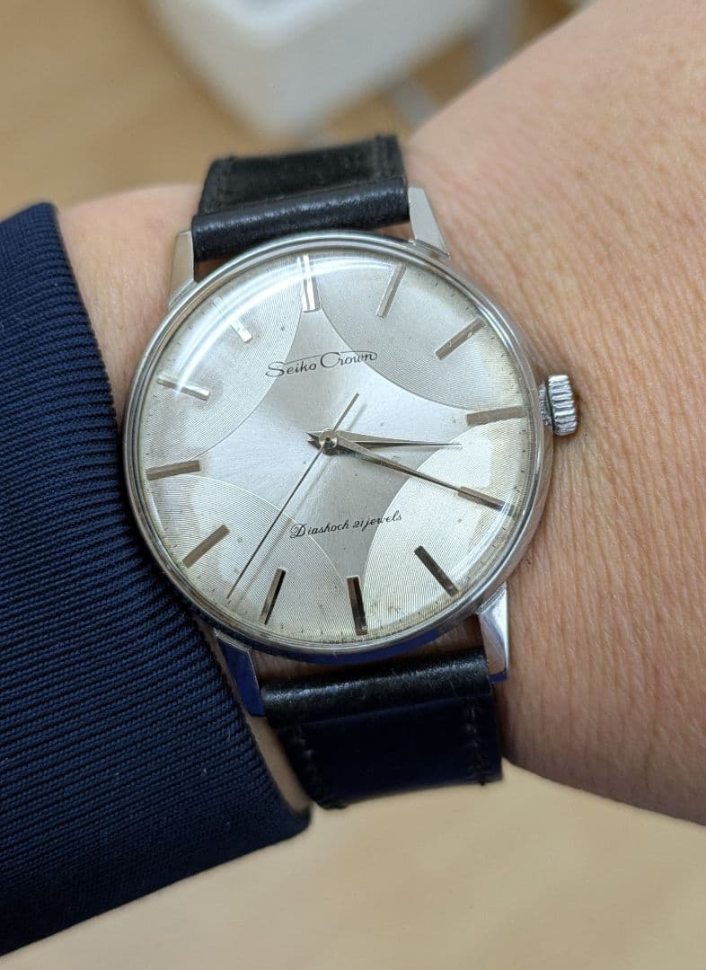 セイコー クラウン 変わり文字盤 風防新品交換！オーバーホール済み！