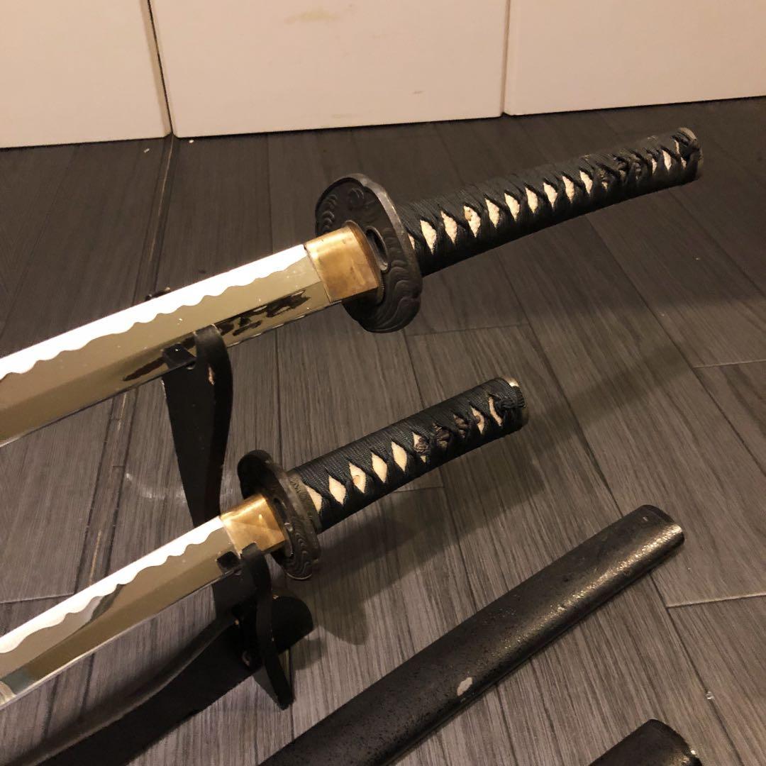 高級模造刀　居合刀　 美術刀剣　太刀　脇差　大小セット　深緑拵え