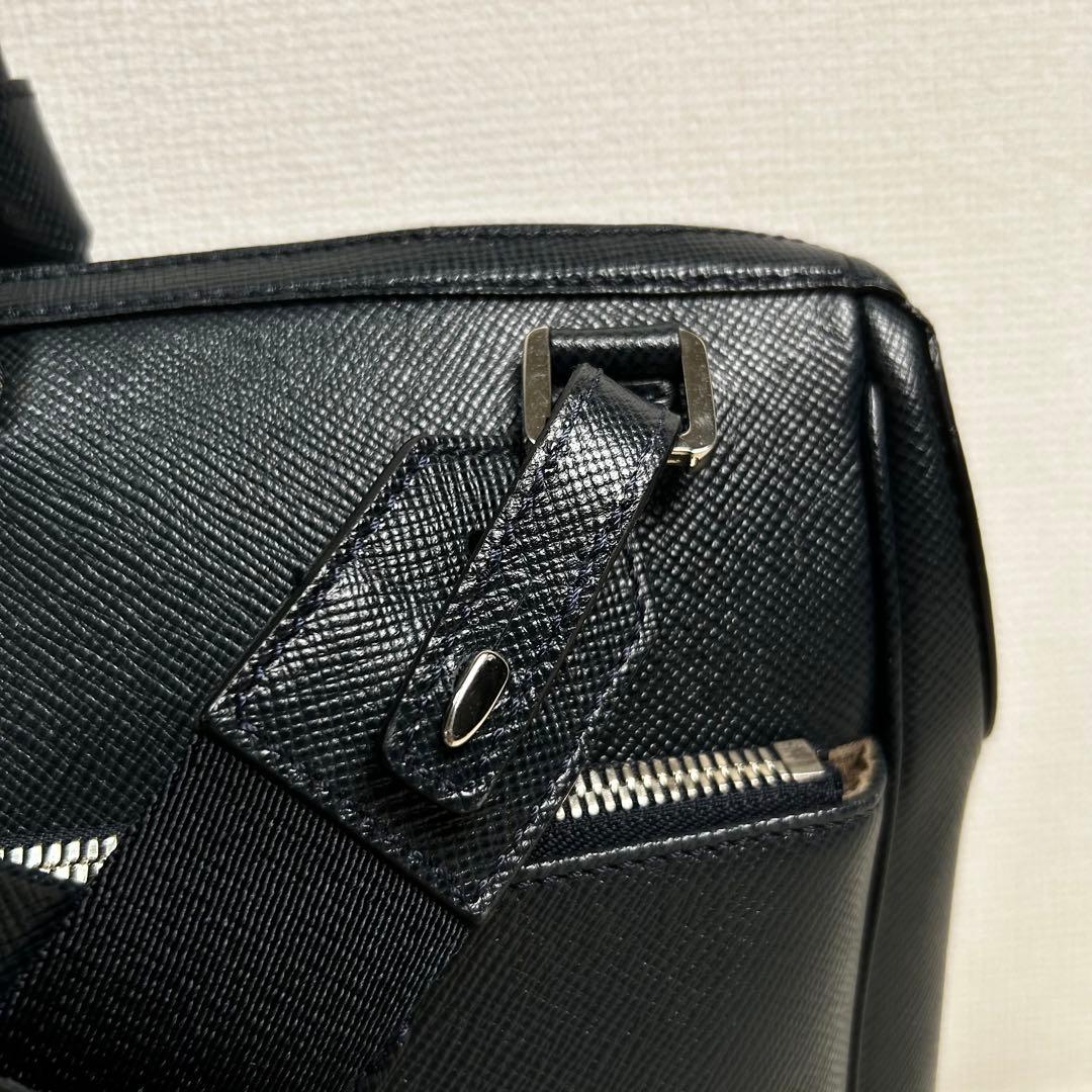 SERAPIAN サフィアーノレザー　牛革　2way ビジネスバック　紺色