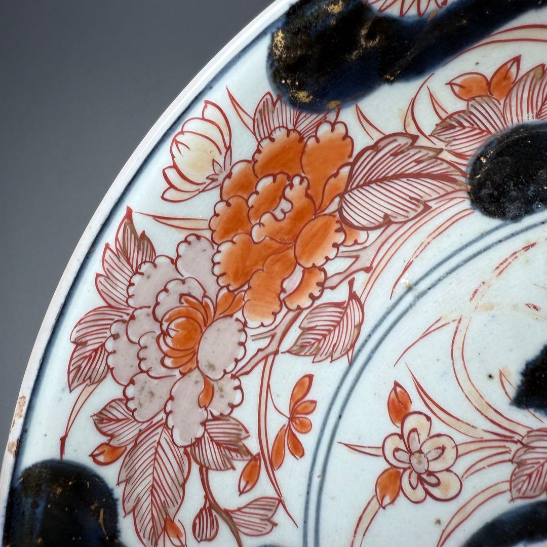 元禄伊万里 古伊万里 色絵菊花瓶文皿 約28cm 古美術 豪商旧蔵